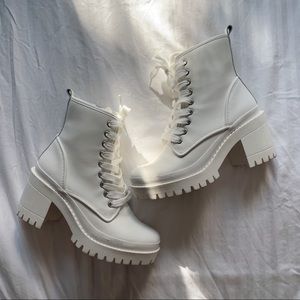 Steve Madden White Combat Boots Size 6.5
